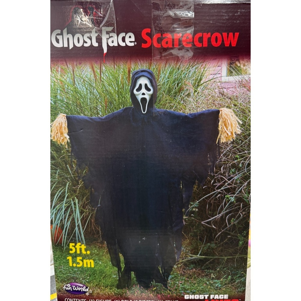 5" SCREAM Ghost Face Lives Scarecrow Figure Outdoor Halloween Prop Fun World NIB